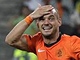 DAŘÍ SE. Nizozemský záložník Wesley Sneijder slaví vítězný gól v síti Brazílie DAŘÍ SE. Nizozemský záložník Wesley Sneijder slaví vítězný gól v síti Brazílie