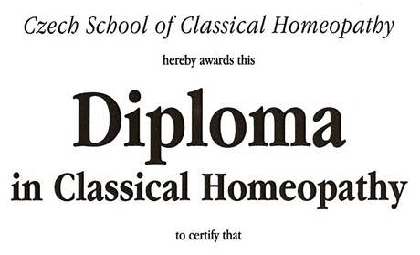 st diplomu z klasick homeopatie v anglickm jazyce