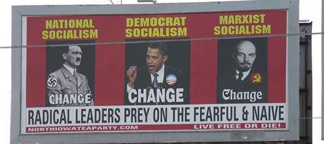 Billboard hnutí Tea Party v severní Iow