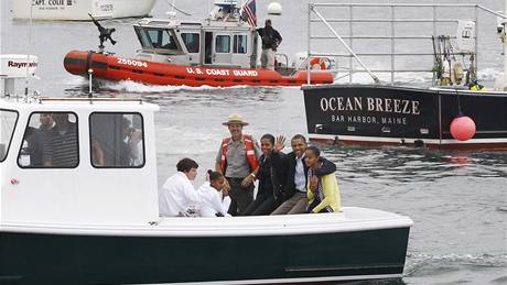 Barack Obama si s rodinou vyrazil na víkend do národního parku Acadia ve stát Maine (16. ervence 2010)