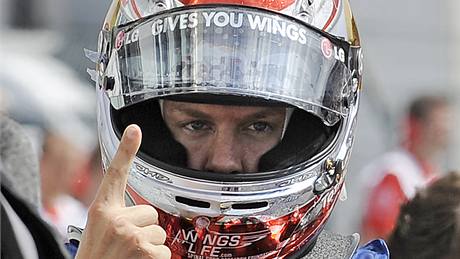 Sebastian Vettel po vítzství v kvalifikaci na Velkou cenu Nmecka