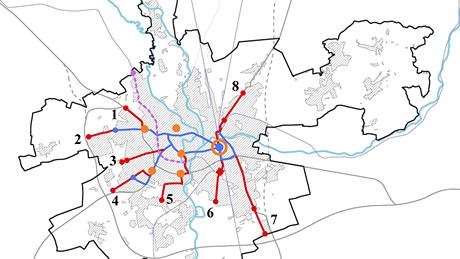 Plán nových tramvajových tratí míících do osmi smr.