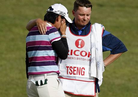 Vtzka Womens British Open Tseng Ja-ni a jej caddie Jason Hamilton .