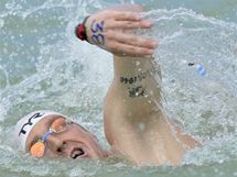 Nmeck plavec Thomas Lurz v zvodu na 10 kilometr na mistrovstv Evropy v Maarsku.