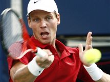 FOREHAND. esk tenista Tom Berdych bojuje na turnaji v Torontu.