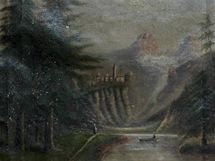 Padlek obrazu Alpsk krajina. Originl namaloval nmeck umlec Caspar David Friedrich.