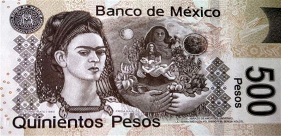 Frida Kahlo na nové mexické bankovce.