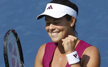 Ana Ivanoviov se raduje z postupu do dalho kola US Open