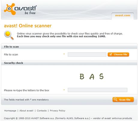 avast! Online Scanner