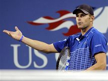 Andy Roddick se hd s rozhodmi bhem utkn s Jankem Tipsareviem