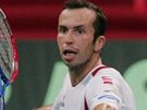 Radek tpnek pi trninku na Davis Cup v Srbsku