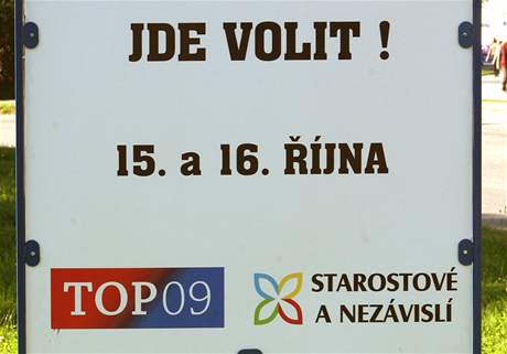 Volební plakát TOP 09 v centru Zlína
