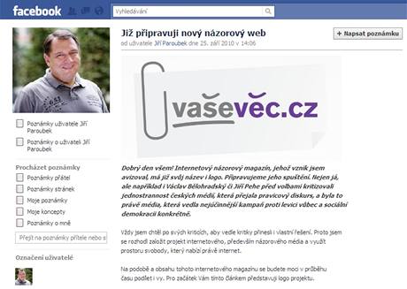 Ji Paroubek avizoval zaloen novho webu na strnkch Facebooku.