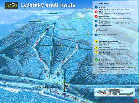 Mapka novho lyaskho arelu v Koutech nad Desnou.