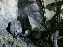 Cholupick tunel - Vypadvn skalnch blok z elby tunelu