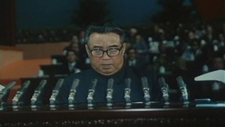 Severokorejský vdce Kim Ir-Sen na sjezdu Korejské strany práce v roce 1980