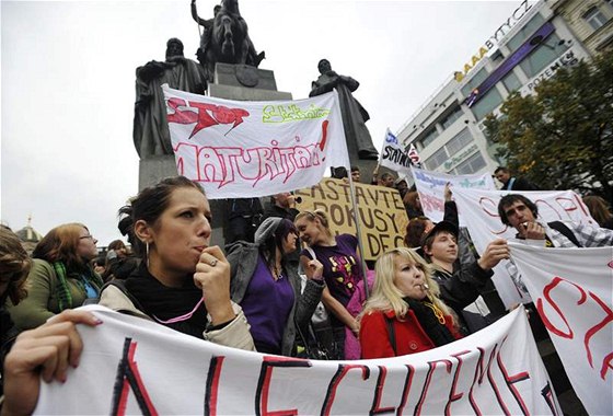 Studentská demonstrace proti státním maturitám. (5. íjna 2010)