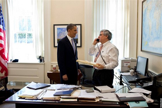 Prezident Barack Obama s Petem Rousem v Západním kídle Bílého domu (15. dubna 2010)