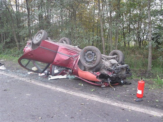 Dopravní nehoda u Vintíova na Sokolovsku.