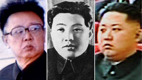 Kim ong-il (vlevo), jeho otec Kim Ir-sen (uprosted) a budoucí vládce KLDR Kim...