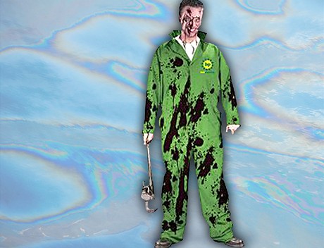 Halloweenským hitem se stal kostým ropou potísnného pracovníka BP.
