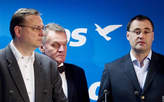 Petr Neas, Bohuslav Svoboda a Boris astný ve volebním tábu ODS v Praze. (16. íjna 2010)