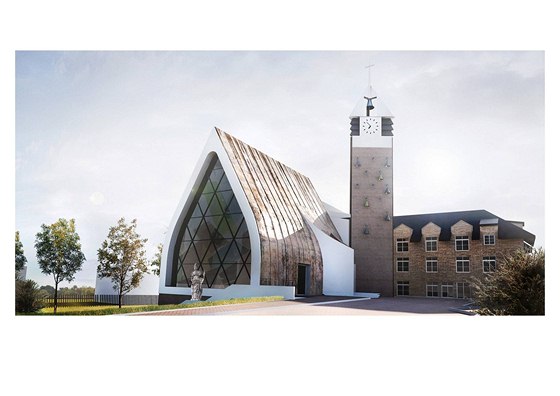 Návrh kostela v eranech architekta Michaela Klanga.