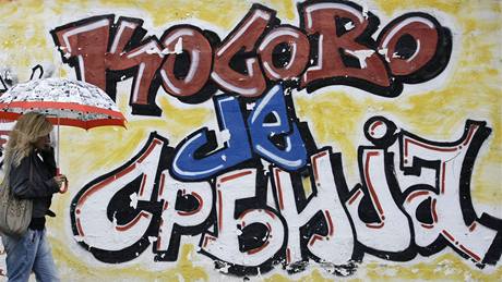 Kosovo je Srbsko - nacionalistick graffiti v Blehrad