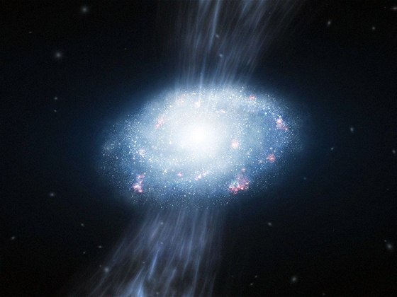 Mladá galaxie zhruba dv miliardy let po Velkém tesku