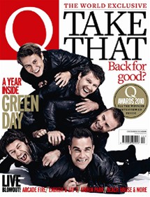 Jason Orange, Howard Donald, Robbie Williams, Mark Owen a Gary Barlow na oblce prosincovho magaznu Q