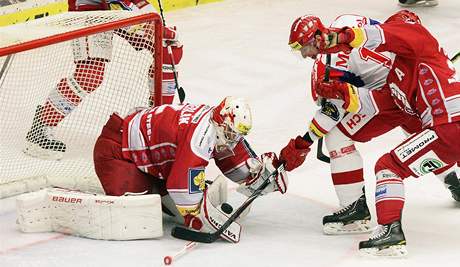 Zápas mezi HC Mountfield eské Budjovice a HC Ocelái Tinec. 