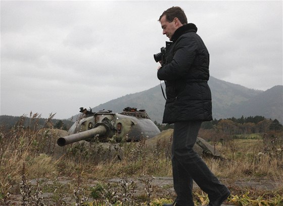 Ruský prezident Dmitrij Medvedv na návtv Kurilských ostrov