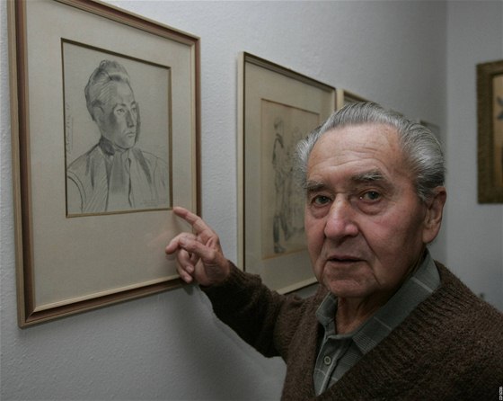 Boleslav Vaca se svým portrétem od Karla Svolinského, jen byl pedlohou pro...