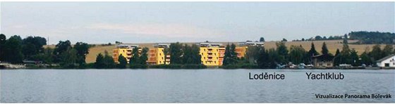 Studie nových bytových dom, které mají vyrst na behu Velkého Boleveckého rybníka v Plzni
