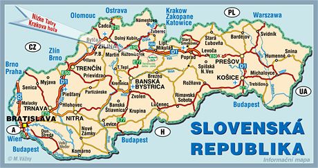 Mapa Slovensk republiky