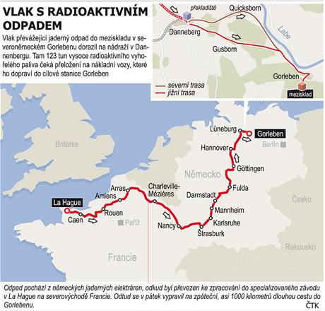 Trasa nmeckho radioaktivnho odpadu.