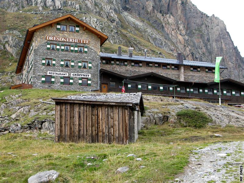 Horská chata Dresdner Hütte ve výce 2 308 metr