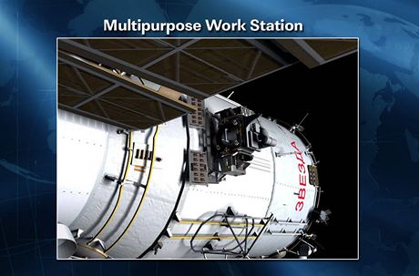 ISS - Msto na modulu Zvezda, kam kosmonauti pimontovali vcefunkn zazen.