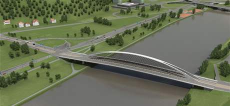 Vizualizace novho mostu spojujcho Holeovice a Troju