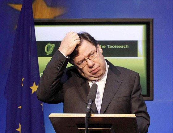 Irský premiér Brian Cowen.