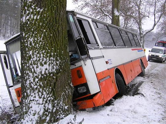 U Laánek na Blanensku nezvládl idi autobusu, ve kterém jelo 52 dtí, ízení a skonil v píkopu. Nehoda se obela bez zranní.