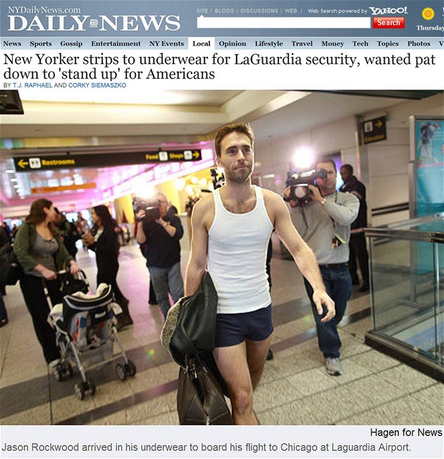 Jason Rockwood na newyorském letiti LaGuardia.