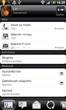 Displej HTC Desire HD (komunikace)