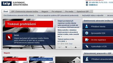 Titulní stránka společnosti IZIP spravující elektronické zdravotní knížky Titulní stránka společnosti IZIP spravující elektronické zdravotní knížky