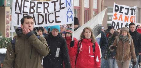 Protest student hoickho gymnzia v Hradci Krlov (2. listopadu 2010)