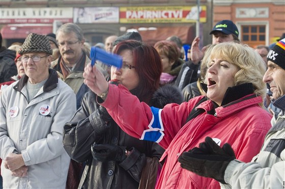 Demonstrace zamstnanc veejného sektoru v Plzni