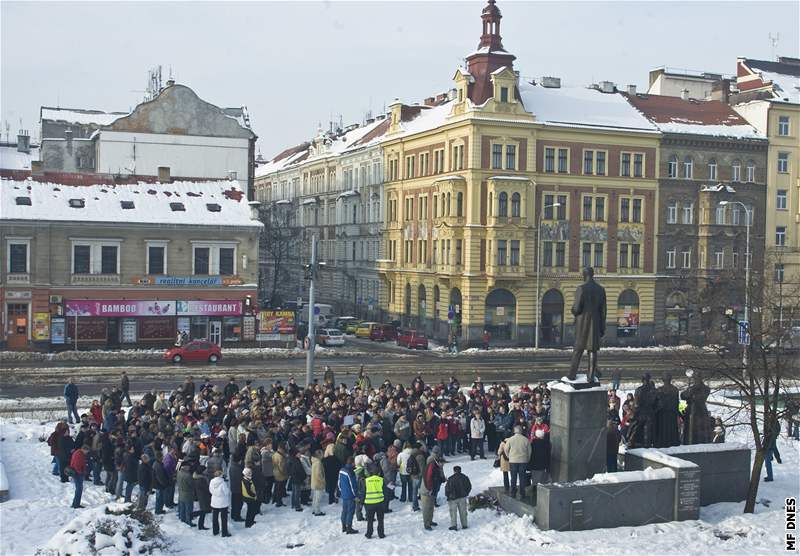 Demonstrace zamstnanc veejného sektoru v Plzni