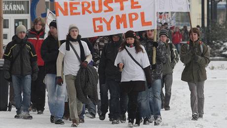 Protest student hoického gymnázia v Hradci Králové (2. listopadu 2010)