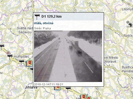 Zábr kamery na 129. kilometru dálnice D1 z 11:19 (14.12.2010)