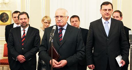 Prezident Václav Klaus pijal na Hrad zástupce vládní koalice. (21. prosince 2010)